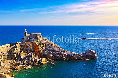 Portovenere, San Pietro templom. Cinque terre, Liguria Olaszorsz (poszter) - vászonkép, falikép otthonra és irodába