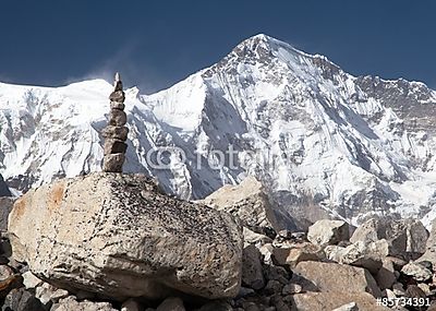 Mount Cho Oyu kővel a Cho Oyu táborban (bögre) - vászonkép, falikép otthonra és irodába