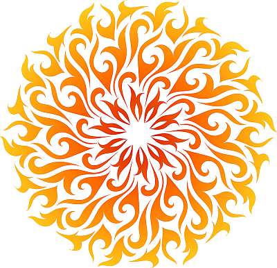 Vector abstract fire mandala. Decorative flame circle (poszter) - vászonkép, falikép otthonra és irodába