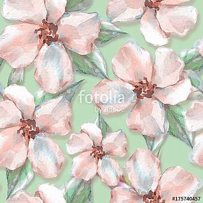 Floral seamless pattern. Watercolor background with delicate flo (fotótapéta) - vászonkép, falikép otthonra és irodába