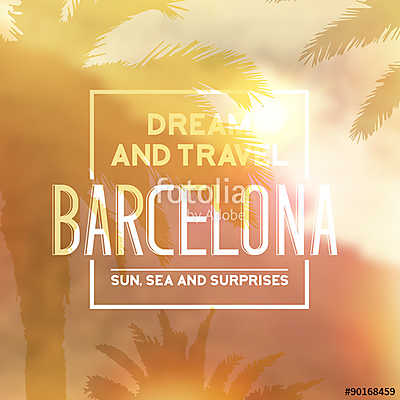 Barcelona travel print. (poszter) - vászonkép, falikép otthonra és irodába