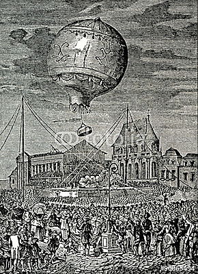 Az első hőlégballon utazás, Versailles (többrészes kép) - vászonkép, falikép otthonra és irodába