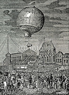 Az első hőlégballon utazás, Versailles (vászonkép óra) - vászonkép, falikép otthonra és irodába