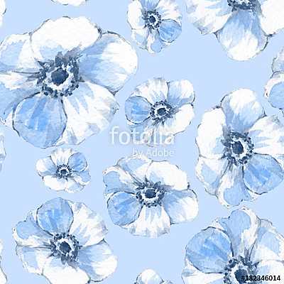 Floral seamless pattern 3. Watercolor background with delicate f (keretezett kép) - vászonkép, falikép otthonra és irodába