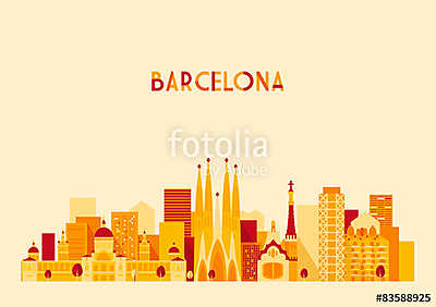 Barcelona, Spain, big city skyline (keretezett kép) - vászonkép, falikép otthonra és irodába
