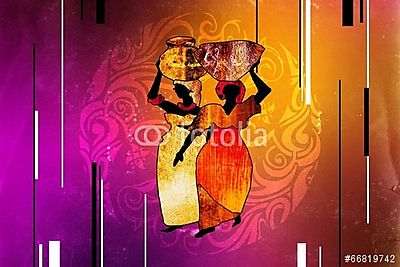 afro motívum etnikai retro vintage (poszter) - vászonkép, falikép otthonra és irodába