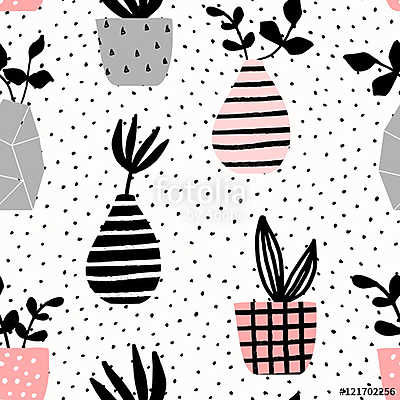 Vases and Pots Seamless Pattern (vászonkép óra) - vászonkép, falikép otthonra és irodába