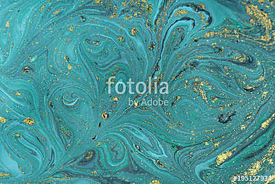 Marble abstract acrylic background. Nature blue marbling artwork texture. Golden glitter. (bögre) - vászonkép, falikép otthonra és irodába