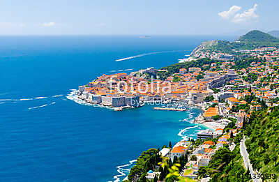 famous view on Old Town Dubrovnik in Dalmatia, Croatia (fotótapéta) - vászonkép, falikép otthonra és irodába