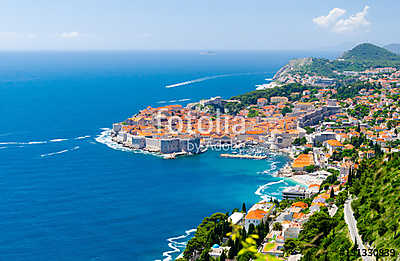 famous view on Old Town Dubrovnik in Dalmatia, Croatia (többrészes kép) - vászonkép, falikép otthonra és irodába