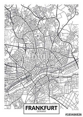 Detailed vector poster city map Frankfurt (többrészes kép) - vászonkép, falikép otthonra és irodába