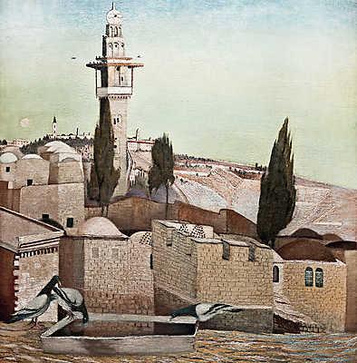 Az Olajfák hegye Jeruzsálemben (színverzió 1.) (bögre) - vászonkép, falikép otthonra és irodába