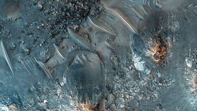Tyrrhena Terra kráter, Mars felszín (fotótapéta) - vászonkép, falikép otthonra és irodába