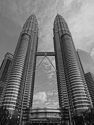 Petronas-tornyok, Kuala Lumpur, Malajzia (többrészes kép) - vászonkép, falikép otthonra és irodába