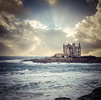 Kastély a parton - Quiberon, Bretagne (fotótapéta) - vászonkép, falikép otthonra és irodába