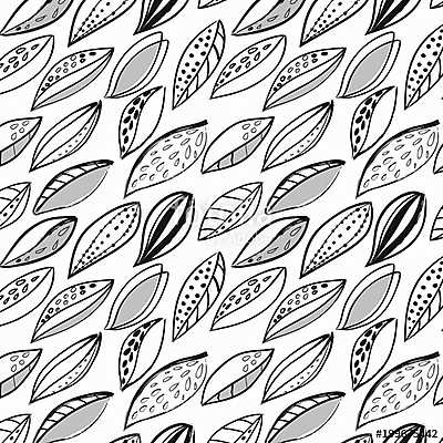 dynamic monochrome,black and white foliage doodle pattern (bögre) - vászonkép, falikép otthonra és irodába