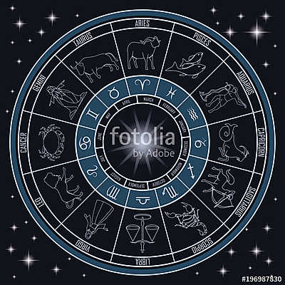 signos del zodiaco (keretezett kép) - vászonkép, falikép otthonra és irodába