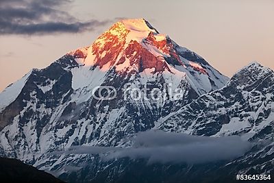 Éjszakai panorámás kilátás a Dhaulagiri-Nepál-hegyről (többrészes kép) - vászonkép, falikép otthonra és irodába