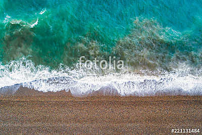 View of a drone at the  Beach,top view aerial drone photo of stunning colored sea beach (keretezett kép) - vászonkép, falikép otthonra és irodába