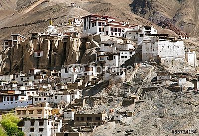 Lamayuru gompa - buddhista kolostor az Indus völgyében (keretezett kép) - vászonkép, falikép otthonra és irodába