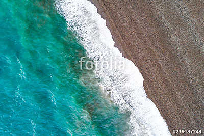 View of a drone at the  Beach,top view aerial drone photo of stunning colored sea beach (fotótapéta) - vászonkép, falikép otthonra és irodába