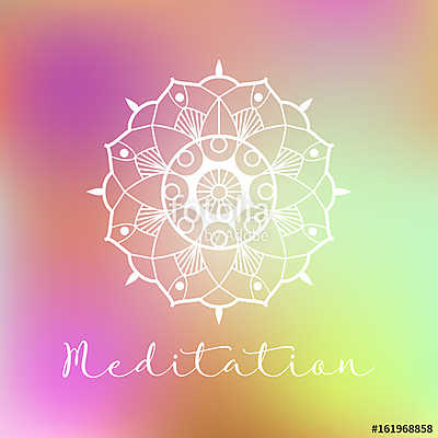 Meditation vector illustration with mandala on colorful backgrou (poszter) - vászonkép, falikép otthonra és irodába