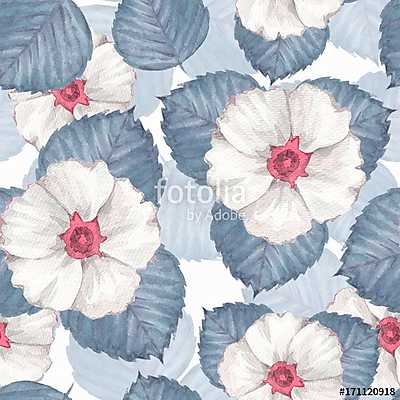 Delicate floral seamless pattern. Watercolor background with whi (vászonkép óra) - vászonkép, falikép otthonra és irodába