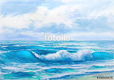 Oil  painting of the sea on canvas.Sketch. (poszter) - vászonkép, falikép otthonra és irodába