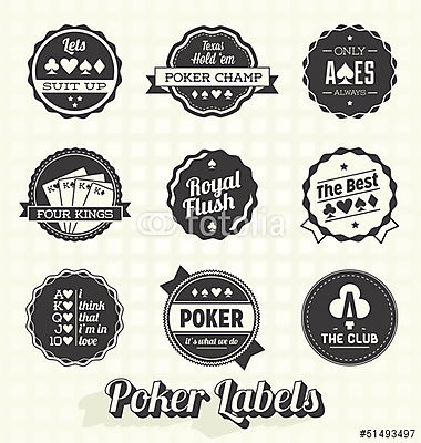 Vector Set: Retro Poker címkék és ikonok (többrészes kép) - vászonkép, falikép otthonra és irodába