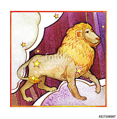 Astrological sign of the zodiac Leo, watercolor in retro style,  (fotótapéta) - vászonkép, falikép otthonra és irodába