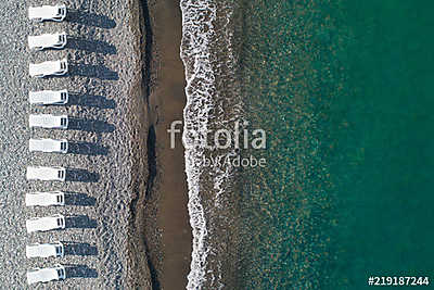 View of a drone at the  Beach,top view aerial drone photo of stunning colored sea beach (vászonkép óra) - vászonkép, falikép otthonra és irodába