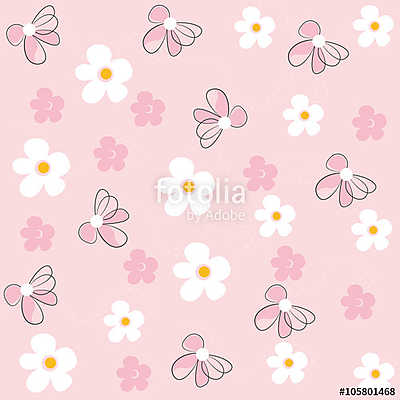 Tavaszi virágok rózsaszín háttérrel tapétaminta (fotótapéta) - vászonkép, falikép otthonra és irodába