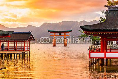 Miyajima Torii kapu, Japán. (bögre) - vászonkép, falikép otthonra és irodába