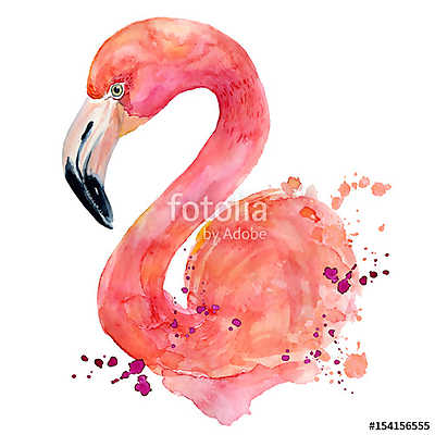 watercolor pink flamingo (többrészes kép) - vászonkép, falikép otthonra és irodába