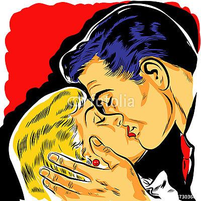 Pop art, szerelmes csók (poszter) - vászonkép, falikép otthonra és irodába