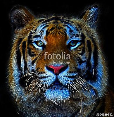 Digitális illusztráció egy bengáli tigrisről (fotótapéta) - vászonkép, falikép otthonra és irodába