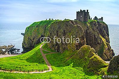 Dunnottar skót középkori erőd vagy kastély. Highlands of Sco (vászonkép óra) - vászonkép, falikép otthonra és irodába