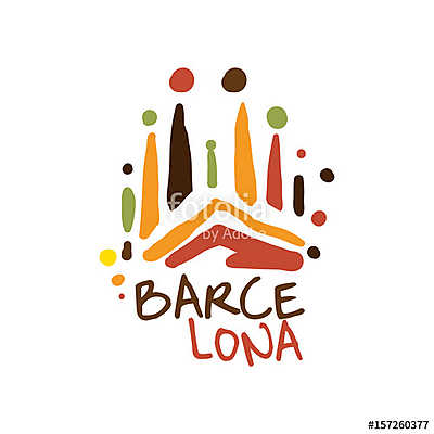 Barcelona tourism logo template hand drawn vector Illustration (keretezett kép) - vászonkép, falikép otthonra és irodába