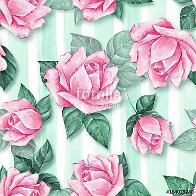 Floral seamless pattern 3. Watercolor background with beautiful  (poszter) - vászonkép, falikép otthonra és irodába