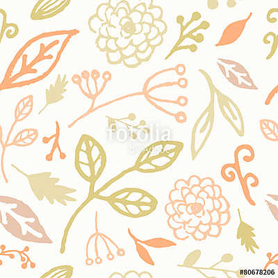 Hand Drawn Floral Seamless Pattern (poszter) - vászonkép, falikép otthonra és irodába