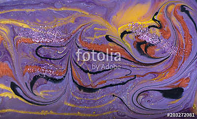 Marble abstract acrylic background. Violet marbling artwork texture. Marbled ripple pattern. (keretezett kép) - vászonkép, falikép otthonra és irodába