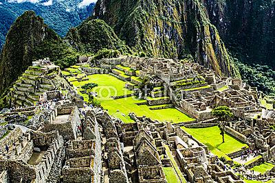 Machu Picchu, az ősi inka város Andoknál, Peru (bögre) - vászonkép, falikép otthonra és irodába