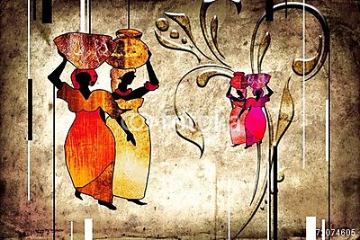 afro motívum etnikai retro vintage (bögre) - vászonkép, falikép otthonra és irodába