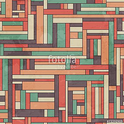 retro négyzet, zökkenőmentes mintázat grunge hatással (többrészes kép) - vászonkép, falikép otthonra és irodába