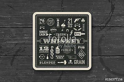 Coaster for whiskey and alcoholic beverages. Vintage drawing for (bögre) - vászonkép, falikép otthonra és irodába