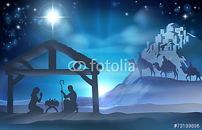 Nativity karácsonyi jelenet (többrészes kép) - vászonkép, falikép otthonra és irodába