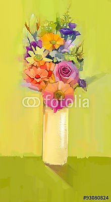 Színes tavaszi virágok csokorban (fotótapéta) - vászonkép, falikép otthonra és irodába