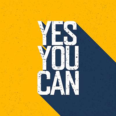 Yes You Can - árnyékolt betűvel (vászonkép óra) - vászonkép, falikép otthonra és irodába