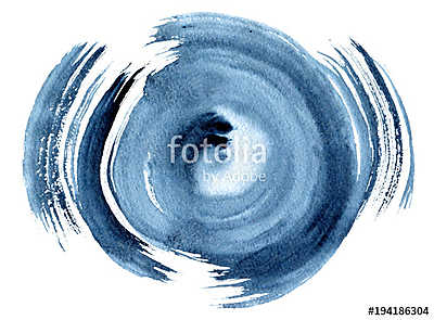 Circle grunge doodle. Blue brush stroke in the form of a circle. Drawing created in ink sketch handmade technique. (többrészes kép) - vászonkép, falikép otthonra és irodába