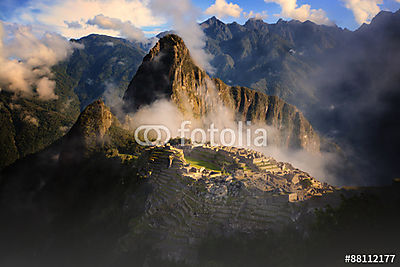Machu Picchu, Peru (keretezett kép) - vászonkép, falikép otthonra és irodába